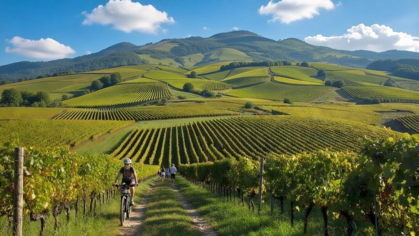 E-bike cycling through Piedmont vineyards - family activities and outdoor sports Italy - Northitaly Villas